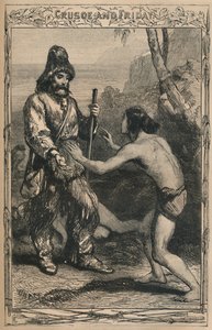 Crusoe og fredag, c1870 av Unbekannt