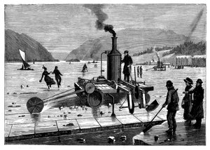 Kutte is på St Lawrence-elven, Canada, ved hjelp av en dampdrevet sag, 1894 av Unbekannt