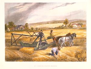 Cyrus McCormicks høstemaskin fra 1831 patentert 1834, c1851. av Unbekannt