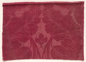 Damask med blad- og blomsterdesign, 1700-1800-tallet. av Unbekannt