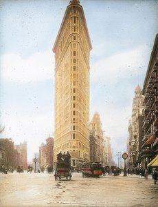 Flatiron Building (Fuller Building). En av de eldste skyskraperne i New York. Rundt 1905 av Unbekannt