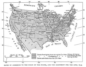 Datoer for opptak til Union of the States, og justeringen for borgerkrigen, 1933 av Unbekannt