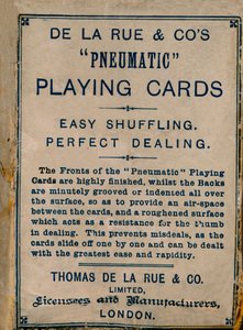 De La Rue & Cos pneumatiske spillkort, omslag, 1925. av Unbekannt