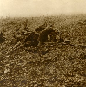 Død soldat på Hill 304, etter slaget ved Verdun, Nord-Frankrike, 1916 av Unbekannt