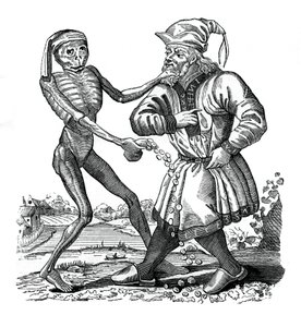 Death and the Jew, en episode fra Dance of Death, 1441, 1870 av Unbekannt