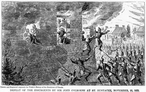Opprørernes nederlag av Sir John Colborne ved St Eustache, 25. november 1837, 1877 av Unbekannt