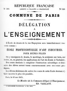 Delegasjon en Lenseignement, fra franske politiske plakater fra Paris-kommunen, mai 1871 av Unbekannt