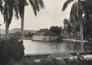 The Lake of Land med bibliotekbygningen til Temple of the Sacred Tooth Relic, 1926 av Unbekannt