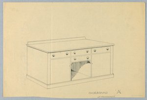 Design for skjenk A i mahogni, 1900–05 av Unbekannt