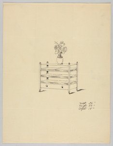 Design for trelags bord med vase og blomster, 1900–05 av Unbekannt
