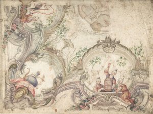 Design for en takdekorasjon med kinoserier, 1725-75. av Unbekannt