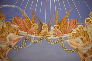 Detalj av en freske i Visitation-kirken i Ein Kerem: engler, Ein Kerem, Israel av Unbekannt