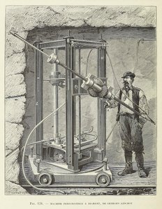 Diamond Drilling Machine designet av Georges Leschot, pub. 1883 gravering, 1883. av Unbekannt