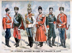 Forskjellige russiske militæruniformer av keiseren, 1896 av Unbekannt