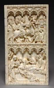 Diptych with Scenes from the Life of Christ right wing: Entry into Jerusalem and Entombment, ca. 1. 3 av Unbekannt