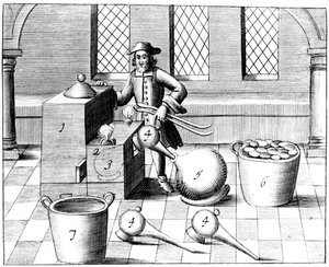 Destillasjon av salpetersyre, 1683 av Unbekannt