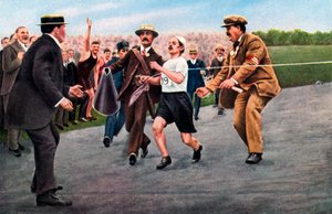 Dorando Pietri fullførte det første moderne olympiske maraton, London, 1908 av Unbekannt