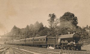 Ned Brighton Express nær South Croydon. Motor 4-4-2, nr. 421, c1920. av Unbekannt