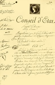 Utkast til dekret om formen og sammensetningen av det keiserlige seglet, 10. juli 1804, 1921. av Unbekannt