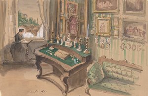Tegning av et interiør: Salong, 1857. av Unbekannt