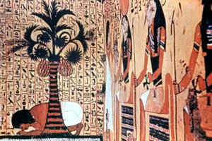 Drikker fra elven, tempelveggmaleri, Theben, Egypt av Unbekannt