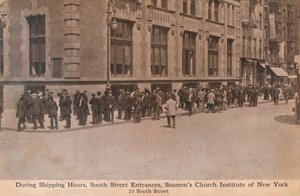 Under leveringstiden, South Street Entrances, Seamens Church Institute of New York, c1888. av Unbekannt