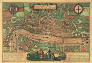 Tidligste trykte kart over London, 1574 av Unbekannt