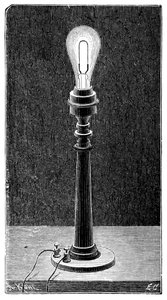 Edisons glødelampe i en bordlampe, 1891 av Unbekannt