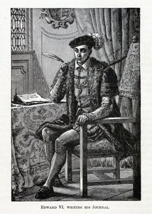 Edward VI skrev sin Journal, 1882 av Unbekannt