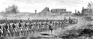 Egyptiske tropper ved Karnak, Egypt 1889 av Unbekannt