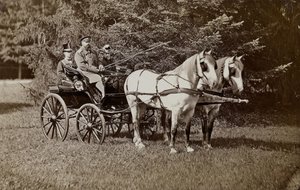 Keiser Alexander III 1845-1894 og keiserinne Maria Fyodorovna 1847-1928 på en hestevogn. av Unbekannt