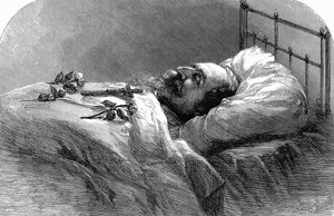 Keiser Napoleon III av Frankrike på dødsleiet, 1873. av Unbekannt