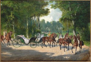 Keiserinne Elisabeth i en vogn i Wiens Prater, ca 1860. av Unbekannt