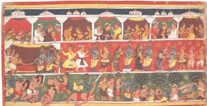Møter i Mathura: Side fra en spredt Bhagavata Purana..., ca. 1700. av Unbekannt
