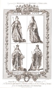 Engelske konger og dronninger med våpenskjold, 1780-1800 av Unbekannt