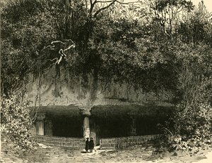 Inngangen til grotten ved Elephanta Bombay Presidentskap, 1890. av Unbekannt