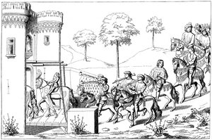 Herrehøvdingens inngang til stedet for turneringen, 1400-tallet 1849 av Unbekannt