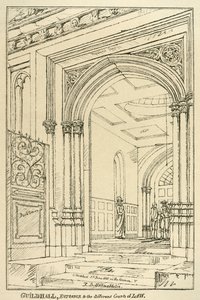 Inngang til de forskjellige domstolene, Guildhall, London, juni 1815 1886 av Unbekannt