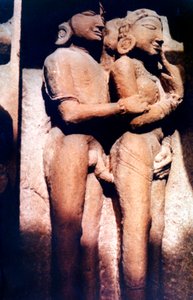 Erotisk skulptur, hinduistisk tempel, Khajuraho, India, 950 - 1050