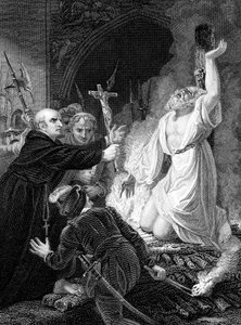 Henrettelse av Thomas Cranmer, erkebiskop av Canterbury, Oxford, 1556 midten av 1800-tallet av Unbekannt