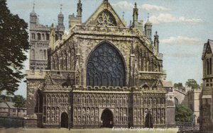 Exeter Cathedral, West Front (fargebilde) av Unbekannt