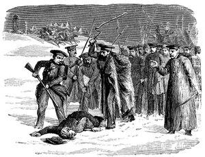 Forvist russisk fange blir disiplinert, 1874 av Unbekannt