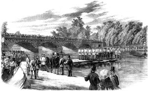 Eksperimenter med Captain Fowkes pontongbro på Serpentine, Hyde Park, London, 1860 av Unbekannt