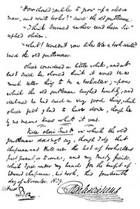 Faksimile av inskripsjonen i en kopi av The Pickwick Papers, 1839 1912 av Unbekannt