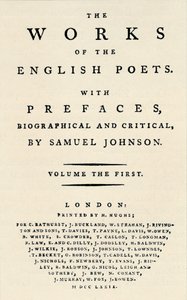 Faksimile-tittelside til den første utgaven av The Works of the English Poets, som inneholder Johnsons av Unbekannt