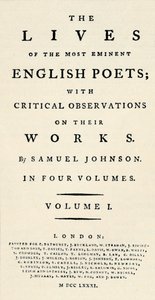 Faksimile-tittelside redusert av Johnsons Lives of the Poets - som gjenutgitt i egen form. T av Unbekannt