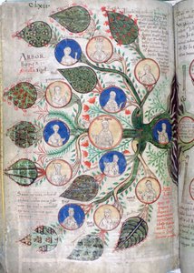 Slektstre, en side fra Liber Floridus, 1100-tallet av Unbekannt