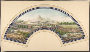 Viftedesign med Vesuv, 1800-tallet. av Unbekannt