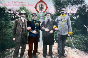 Far og sønnene hans ved den franske tyske grensen, 1900-tallet av Unbekannt