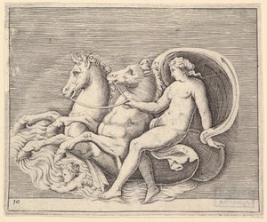 Naken kvinne med to sjøhester, publisert ca. 1599-1622.